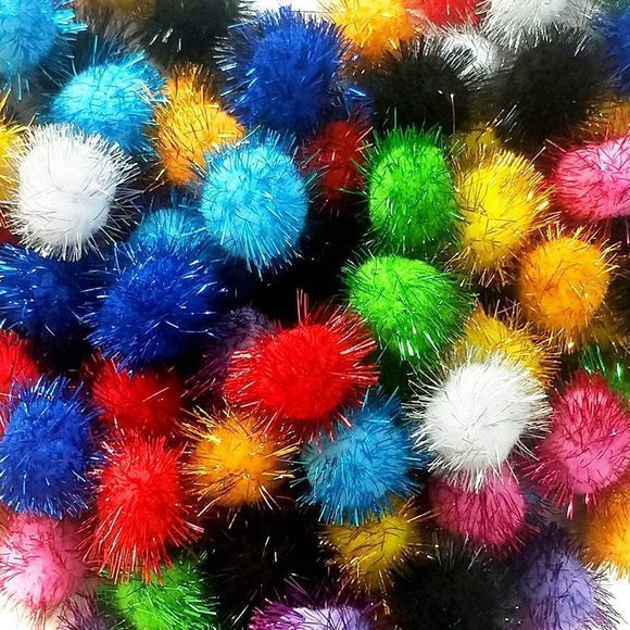 40Pcs Pompoms Glitter Sparkle Balls,10 Assorted Color Tinsel Sparkle Balls - Picture 1 of 3